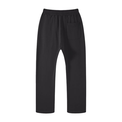 Basic Cotton Straight Leg Pants - Black