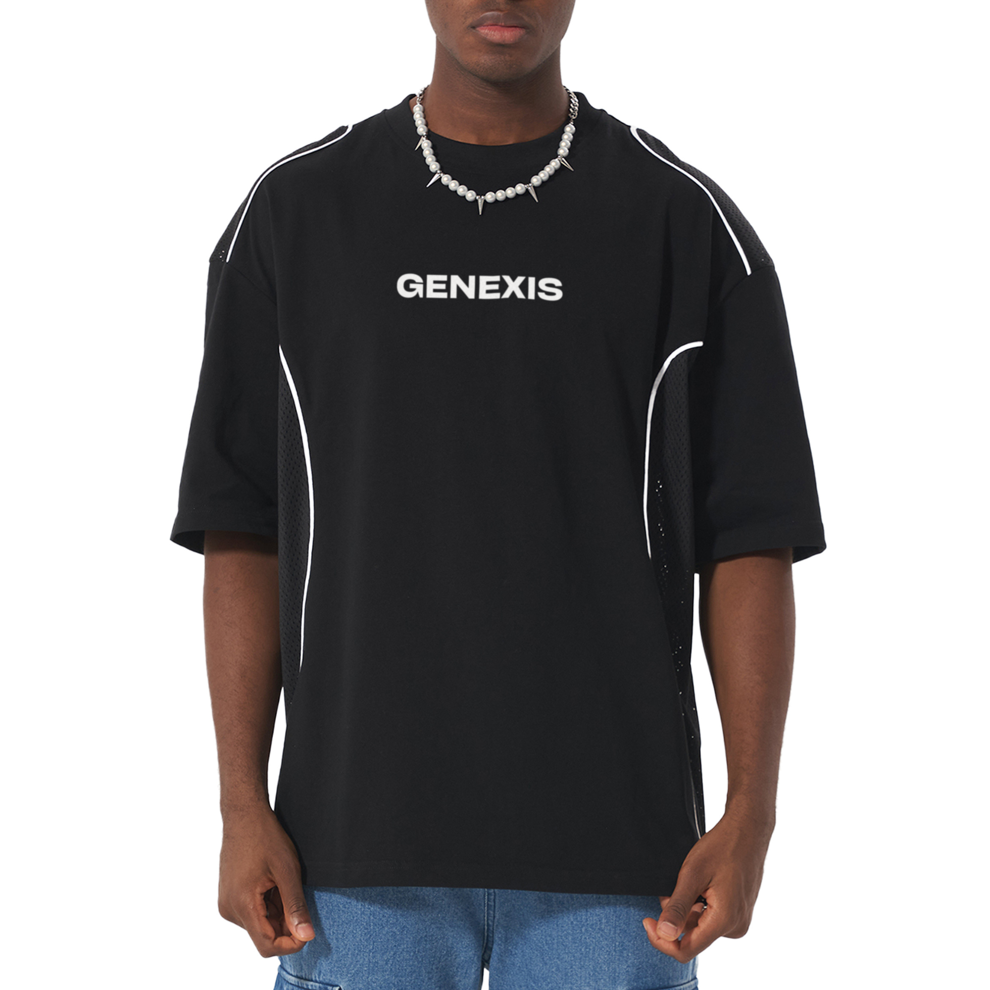 Contrast Mesh Panel T-Shirt
