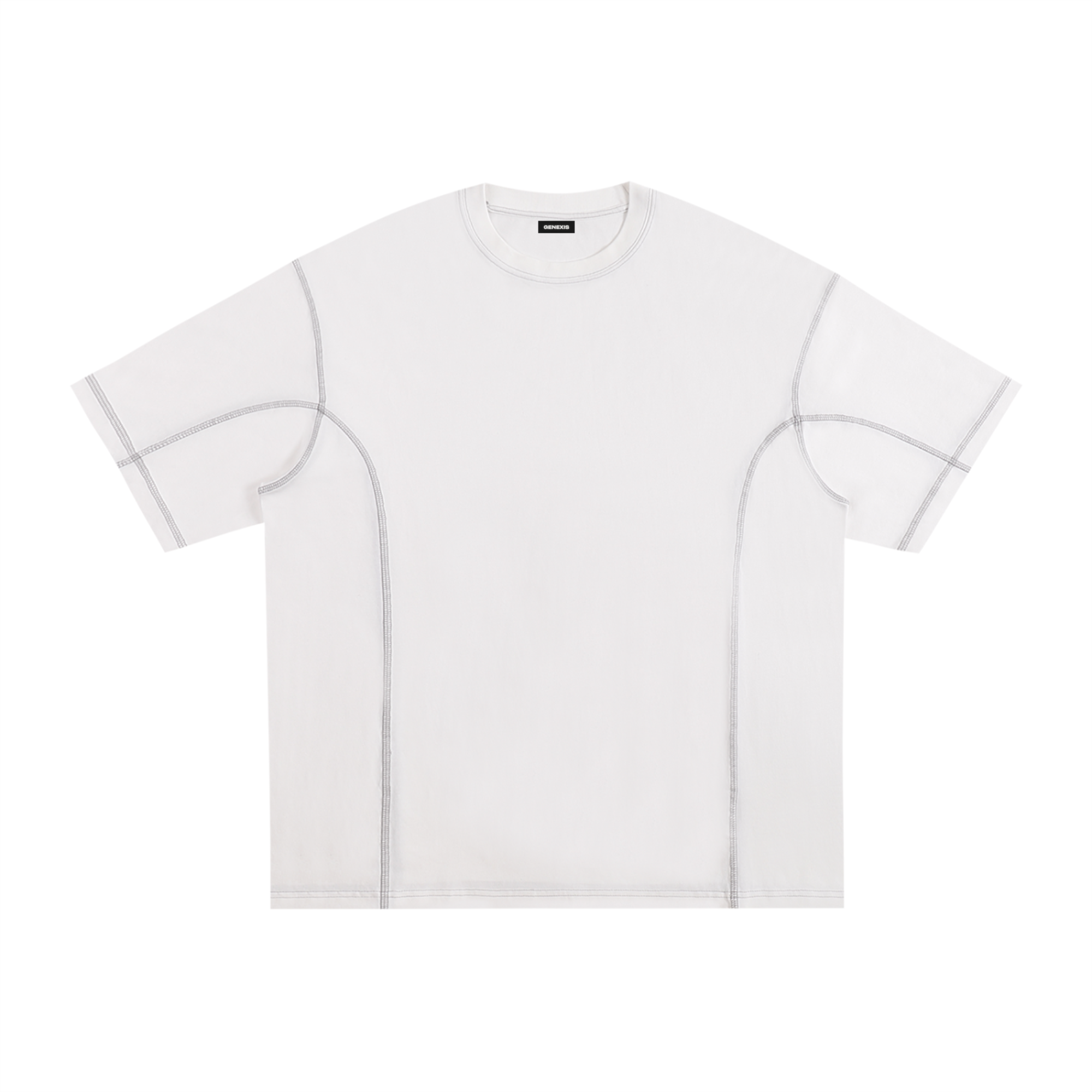 Oversized Contrast-Stitch Cotton T-Shirt - White