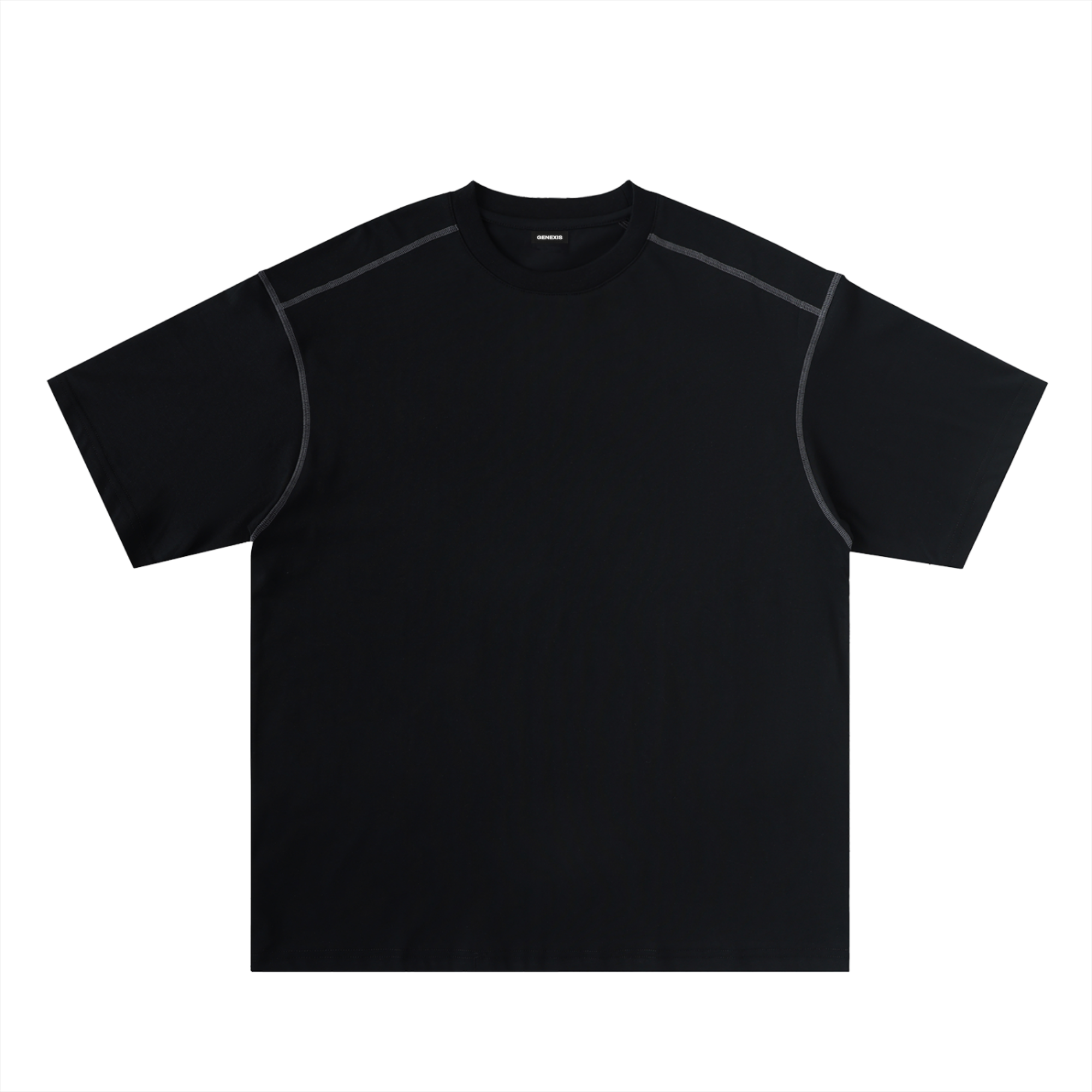 Basic Stitched Cotton Tee - Black