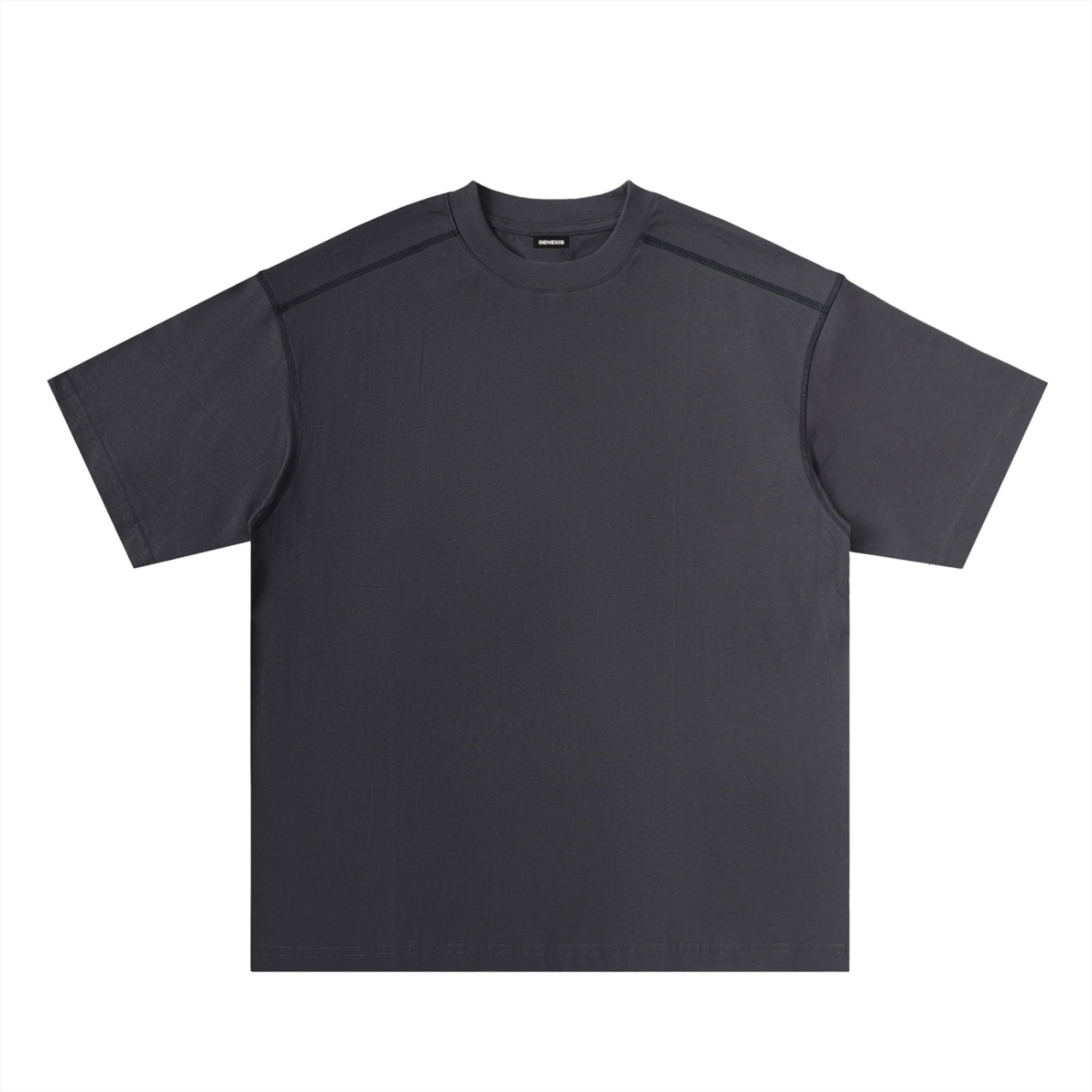 Basic Stitched Cotton Tee - Grey