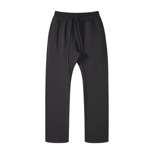Basic Cotton Straight Leg Pants - Black