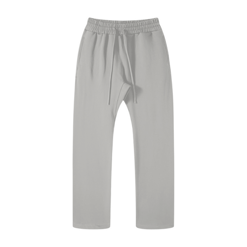 Basic Cotton Straight Leg Pants - Grey