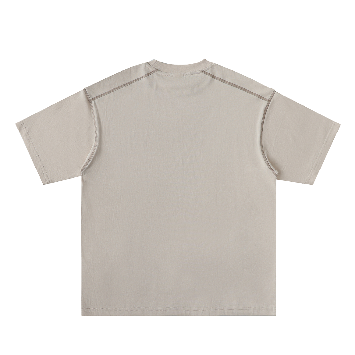 Basic Stitched Cotton Tee - Beige