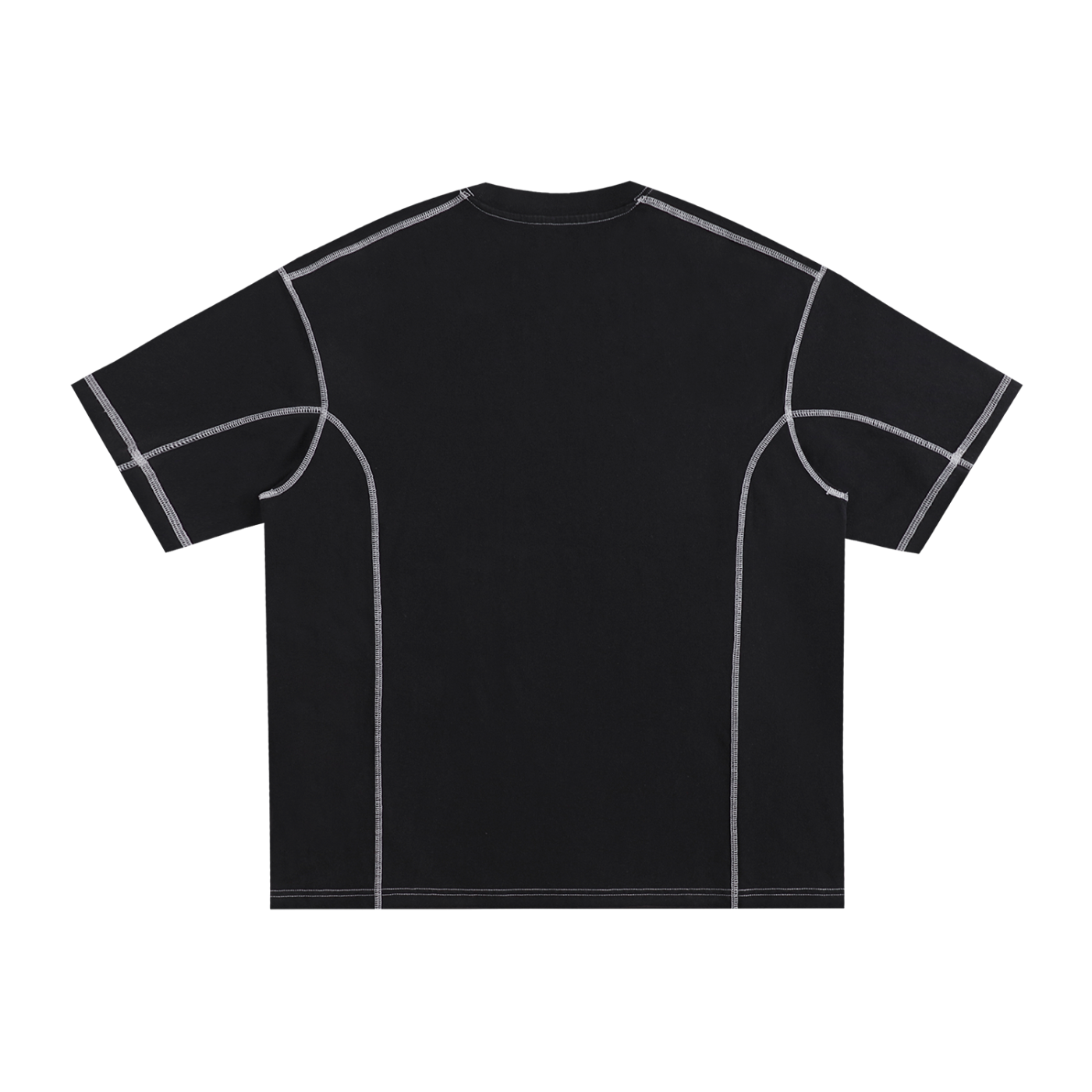 Oversized Contrast-Stitch Cotton T-Shirt - Black