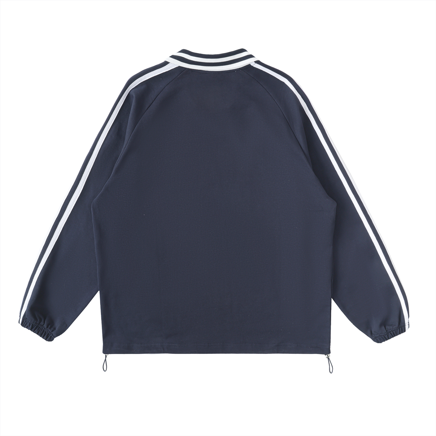 Logo Striped Lapel Collar Cotton Sweatshirt