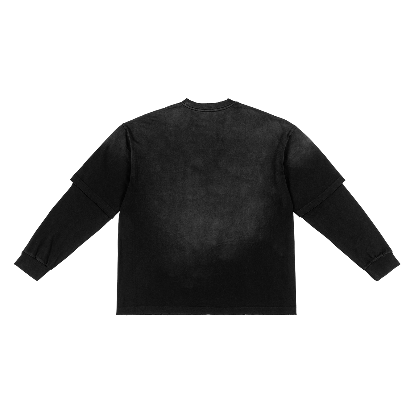 Loose Fit Hand-Frayed Faux Two-Piece Cotton T-Shirt