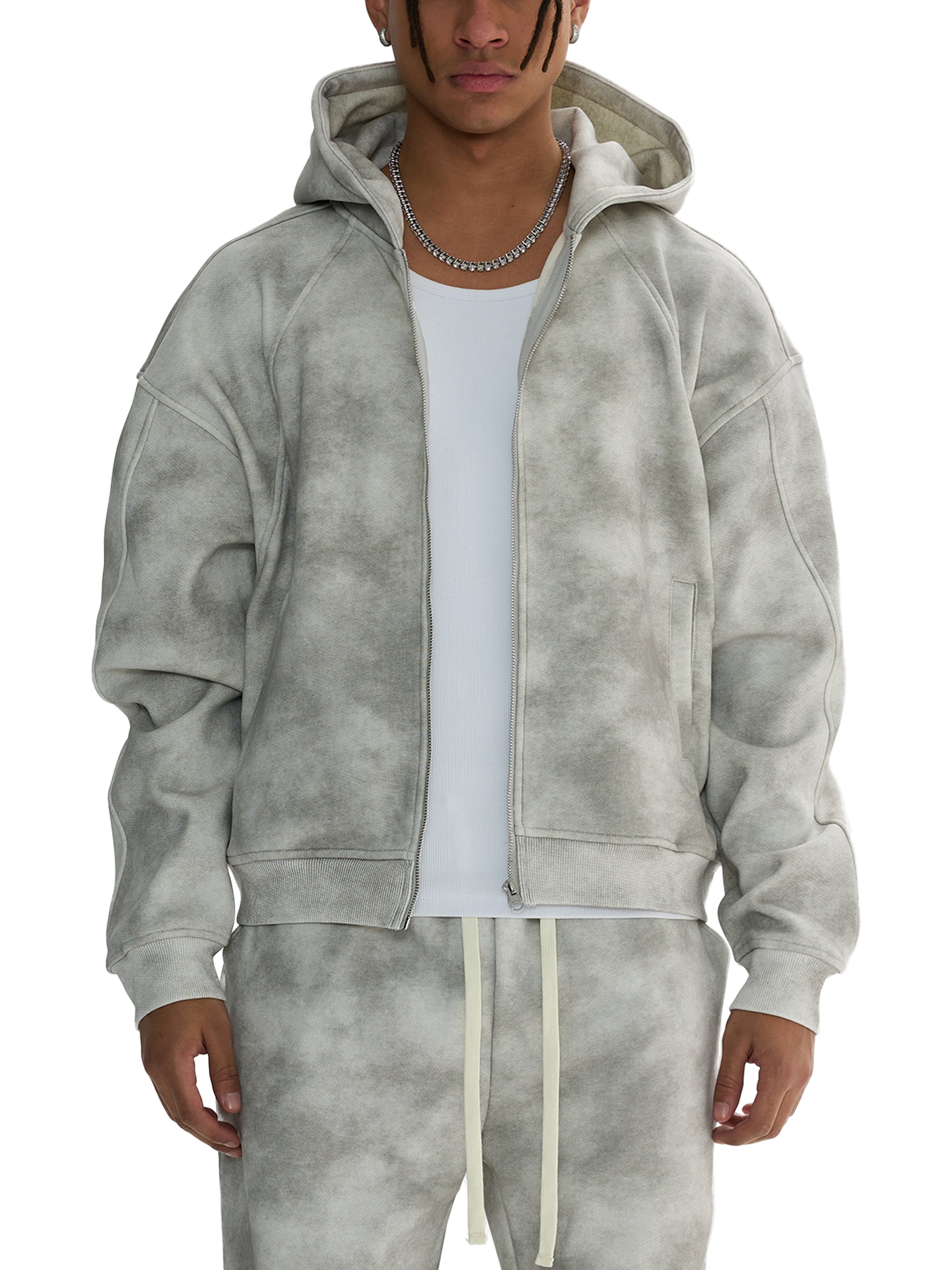 Dirty Wash Zip-up Fleece Hoodie