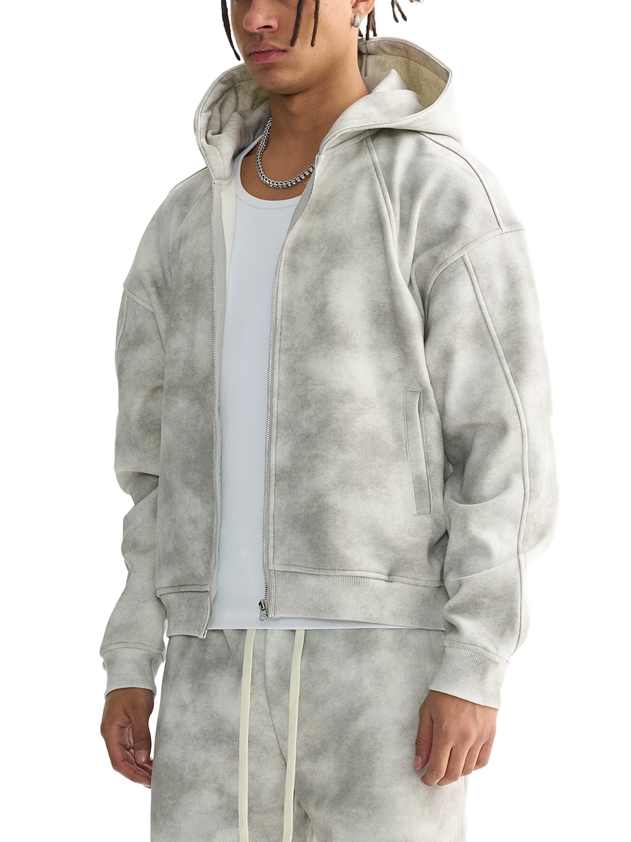 Dirty Wash Zip-up Fleece Hoodie