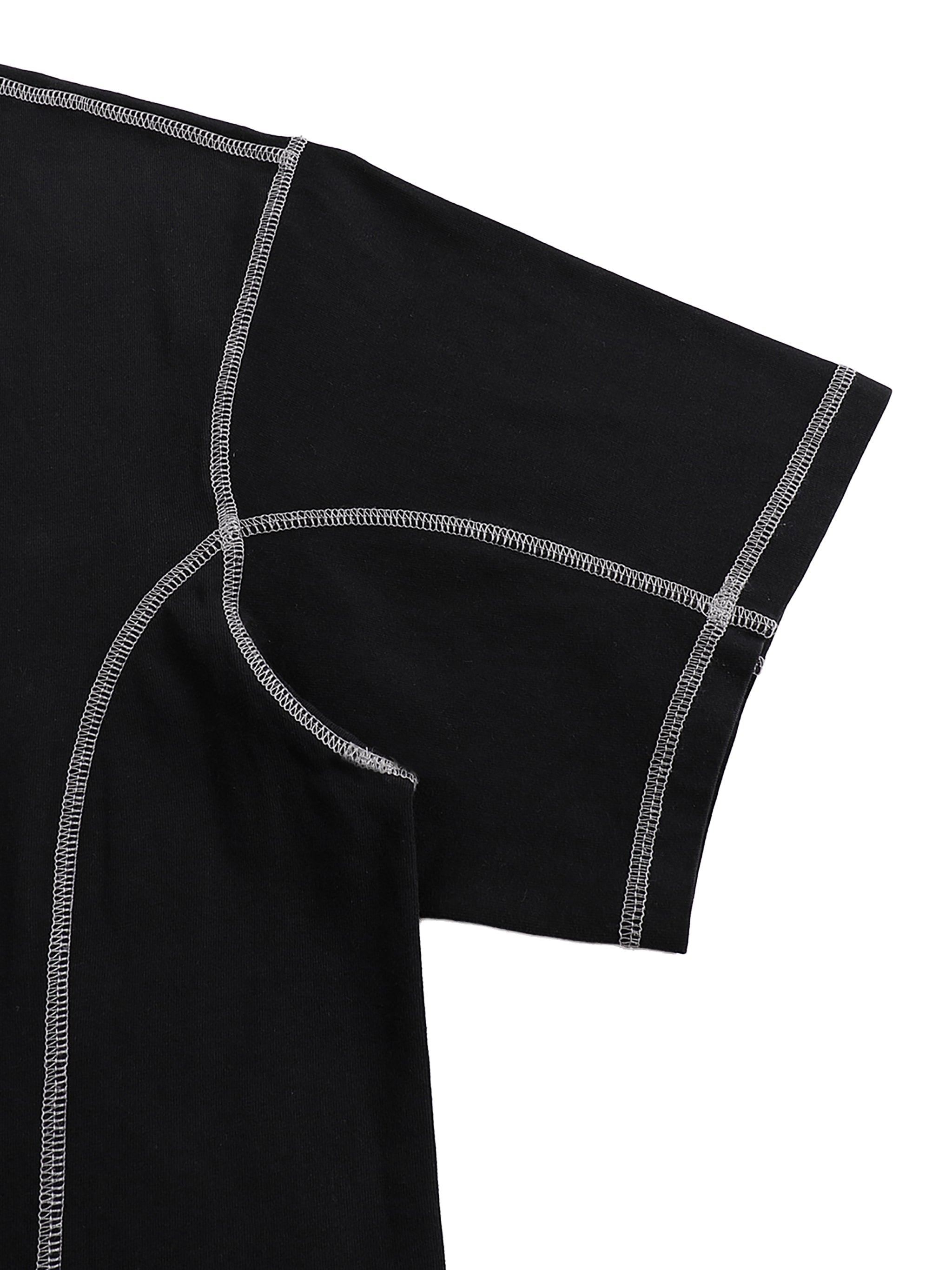 Oversized Contrast-Stitch Cotton T-Shirt - Black