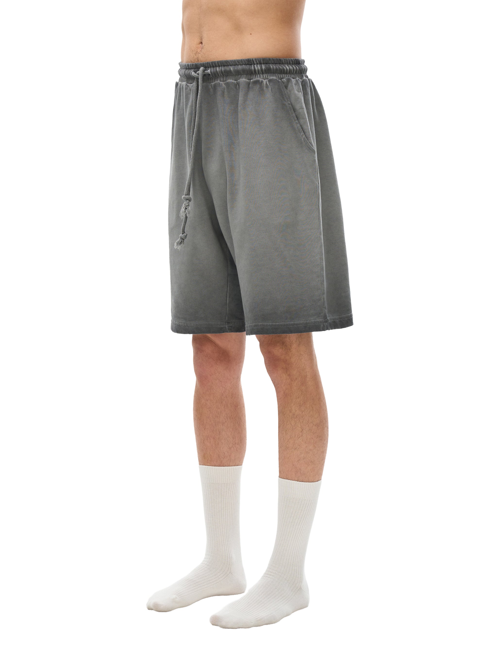 Ash Grey Reverse Dye Cotton Shorts