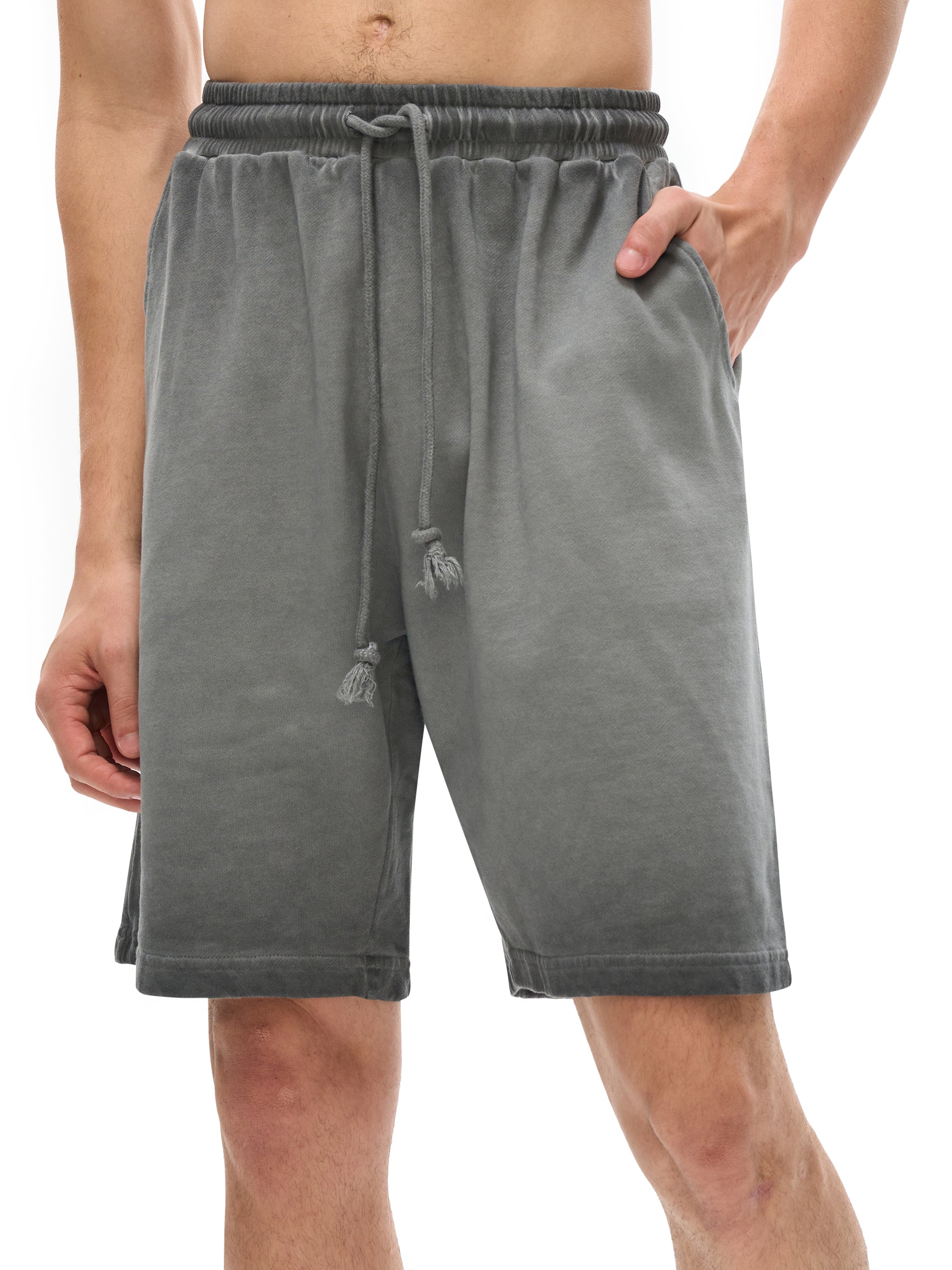 Ash Grey Reverse Dye Cotton Shorts