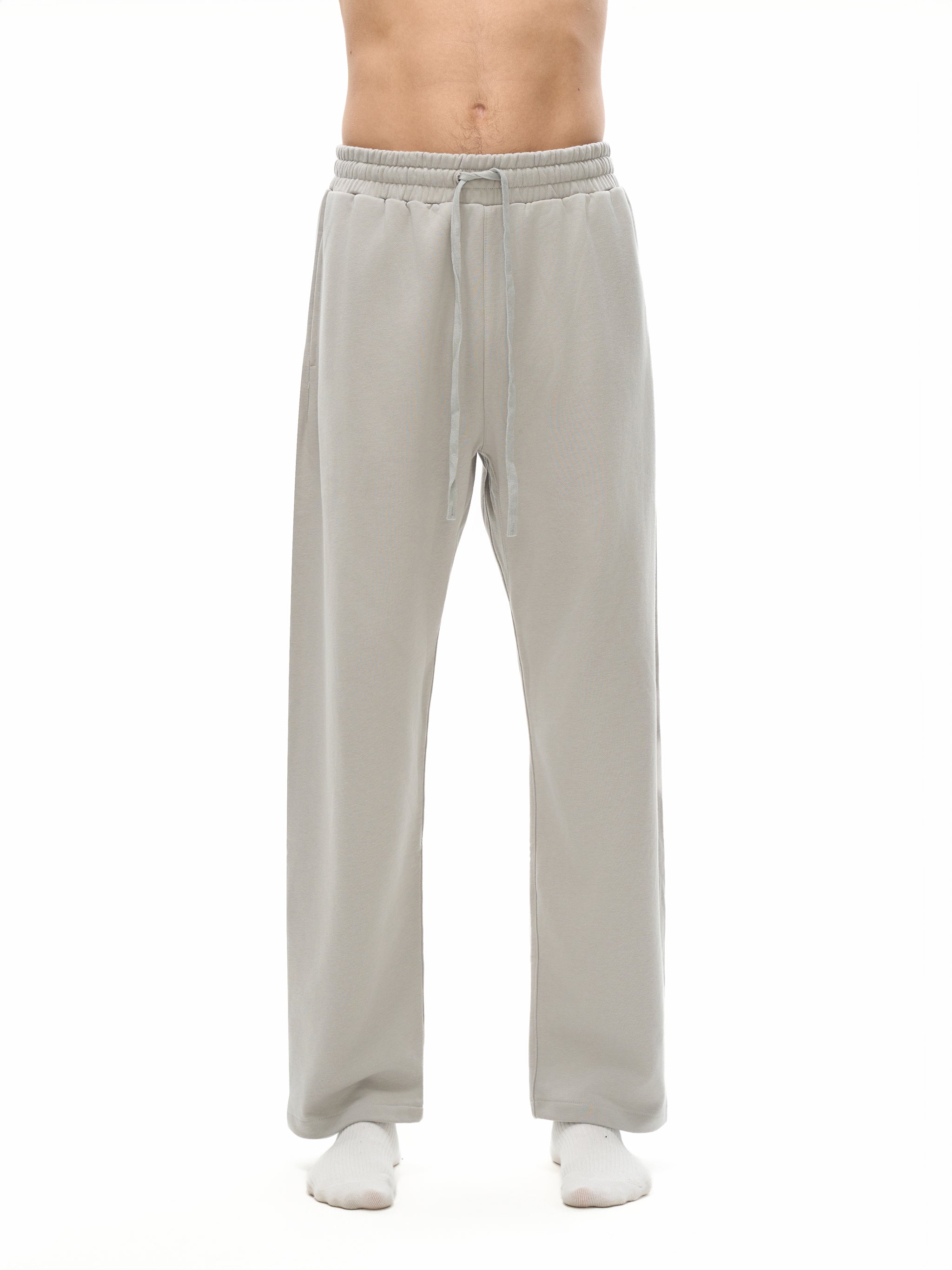 Basic Cotton Straight Leg Pants - Grey