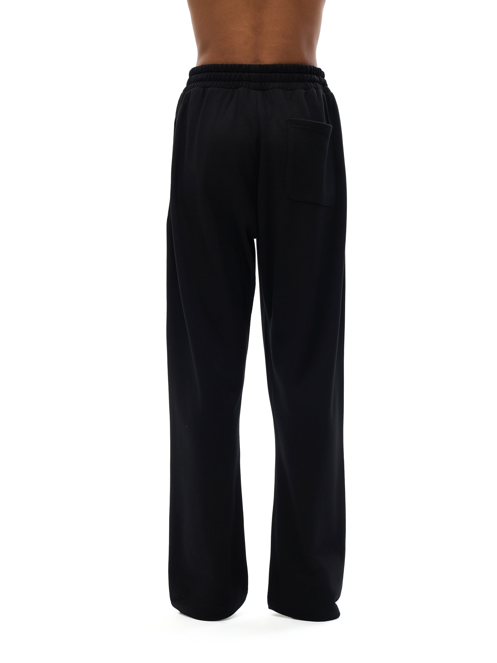 Basic Cotton Straight Leg Pants - Black
