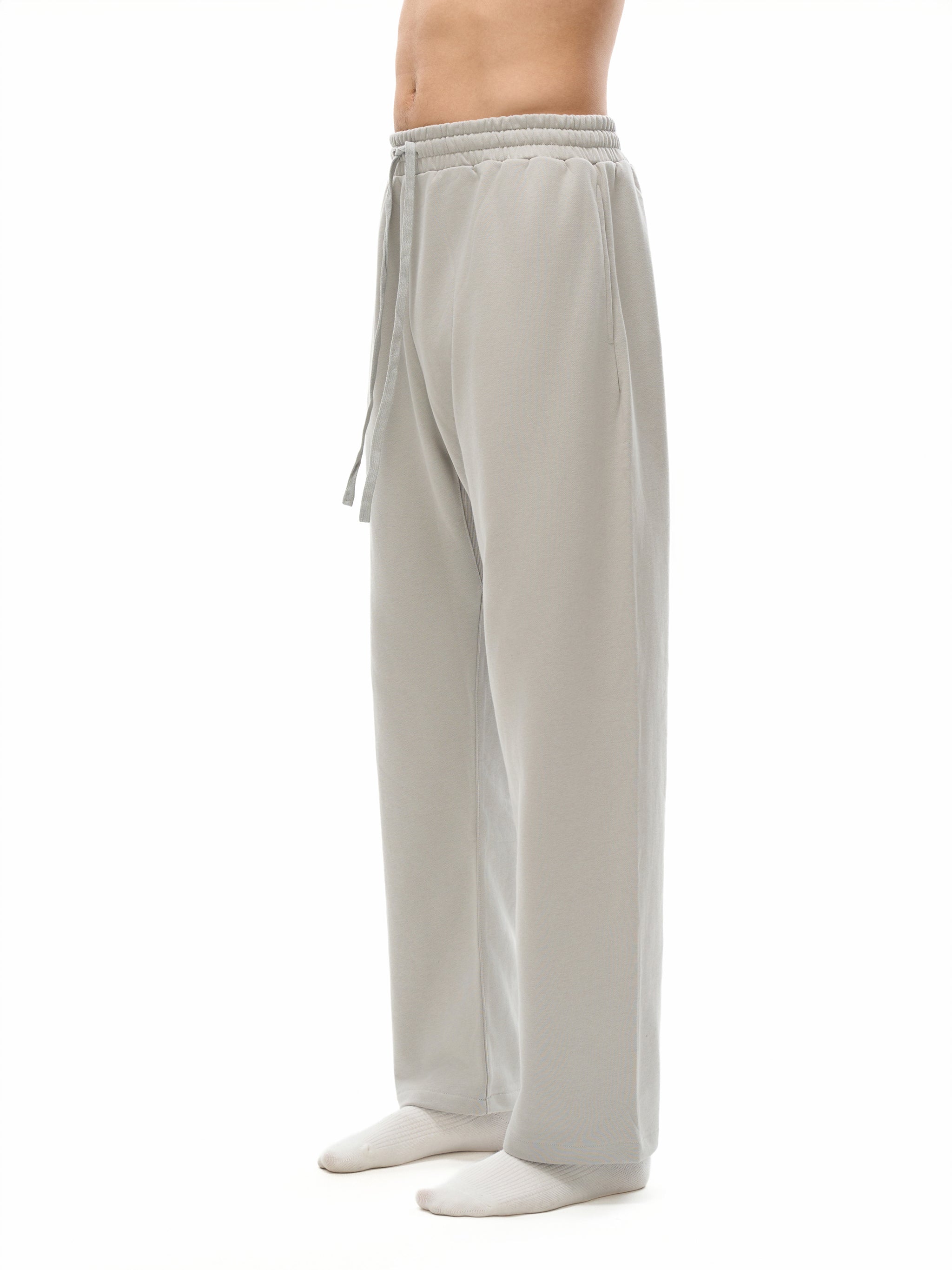 Basic Cotton Straight Leg Pants - Grey