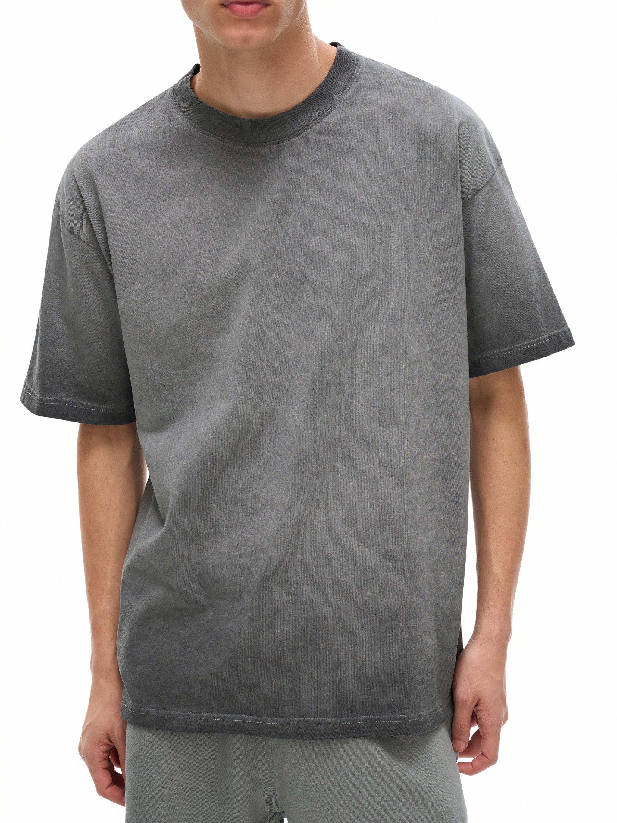 Oversized Reverse Dye Cotton T-shirt - Ash Grey
