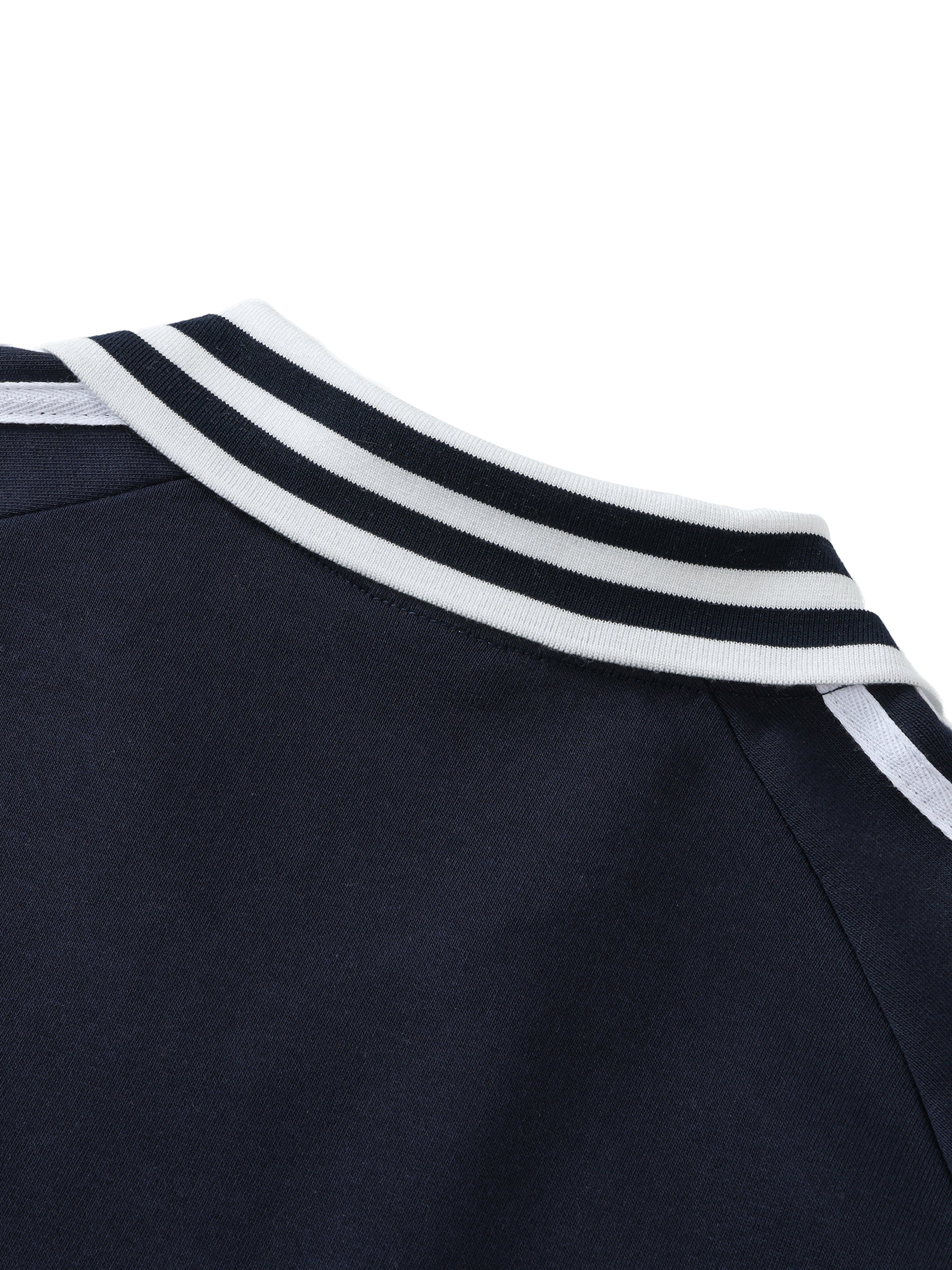 Logo Striped Lapel Collar Cotton Sweatshirt
